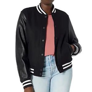 Abound Black & White Baseball Bomber Jacket XXS